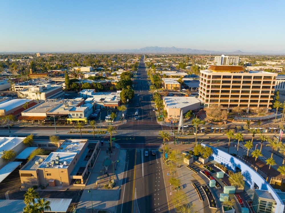 Mesa,City,Center,Aerial,View,On,Center,Street,At,Main