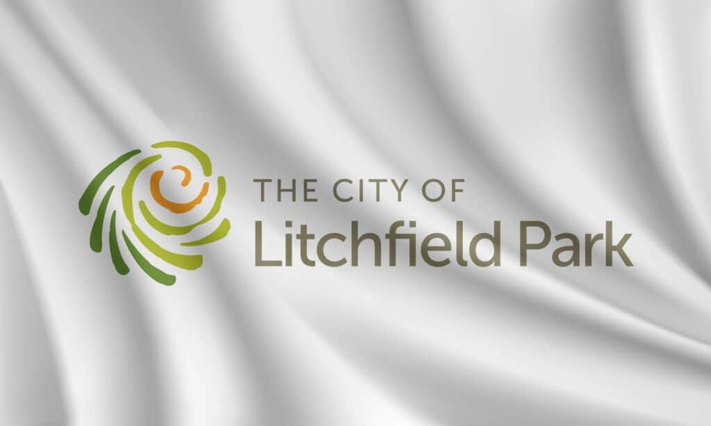 Flag,Of,Litchfield,Park,,Arizona,,Usa.,Realistic,Waving,Flag,Of