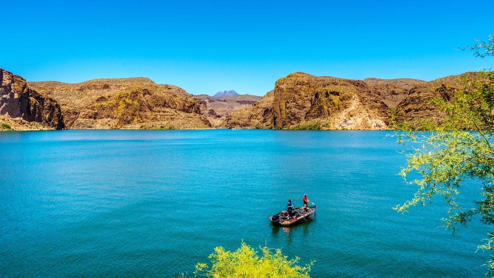 Fishing,On,Canyon,Lake,Amidst,The,Desert,Landscape,Of,Tonto