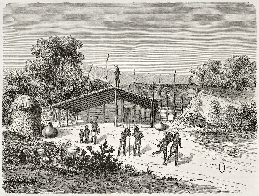Old,Illustration,Of,Mohave,Native,Americans,Playing,Ring,Game.,Created
