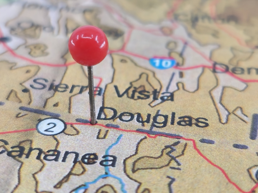 Douglas,,Arizona,Marked,By,A,Red,Map,Tack.,The,City