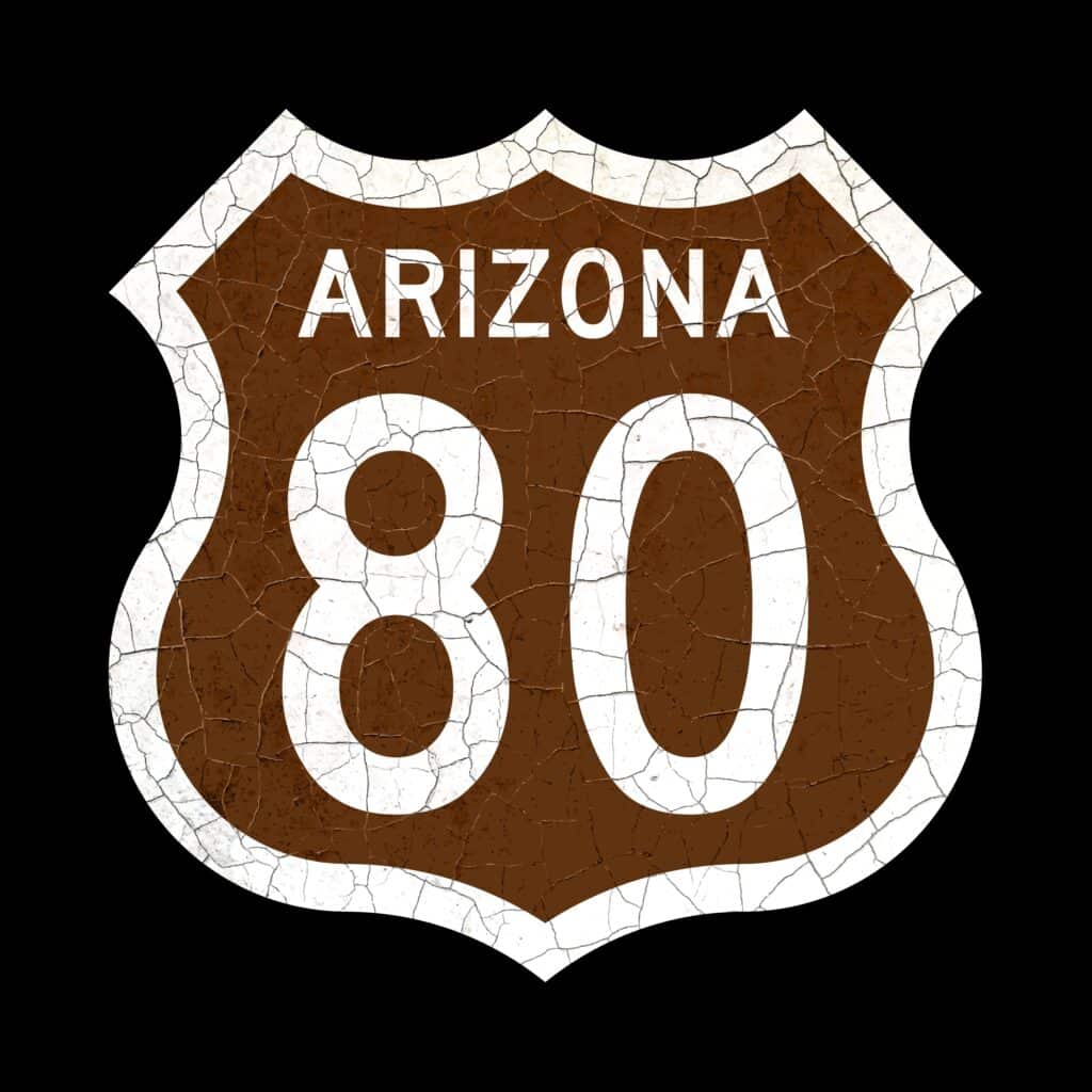 Vintage,Old,Retired,Arizona,Us,Highway,Route,80,Road,Sign