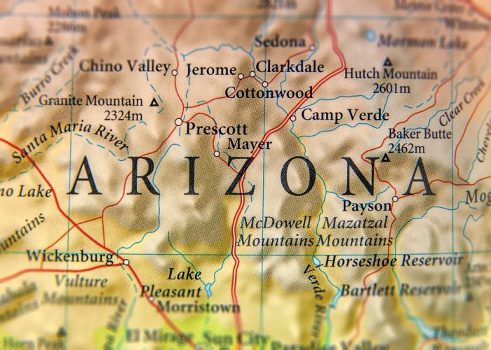 Geographic,Map,Of,Arizona,State,Close